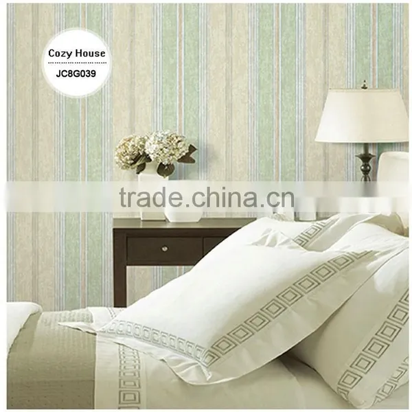 Discounted Printed Vinyl Coated Wallpaper, Navy Blue Neat Wide Stripe Wall Sticker for Closet Room , Fancy Wall Mural Roll photo-2