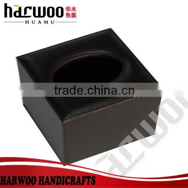 2016 Newest Fashion Small Rectangle Tissue Box/Brown Leather Tissue Box With Stitching photo-4