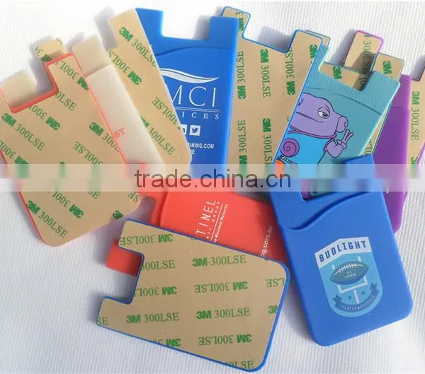Wholesale Adhesive OEM Custom Logo 3M Sticker Phone Card Holder Silicone photo-2