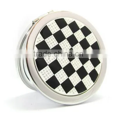 2015 Fashion Design Crystal Lattice Metal Pocket Mirror Flexible Pocket Mirror photo-3