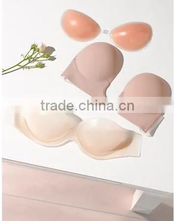 100% Pure Silicone Comfortable Strapless Bra Made in China