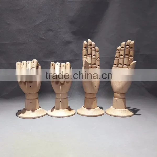 25cm Height Female Right Wooden Hand Beech Wood With Round Wooden Base photo-3
