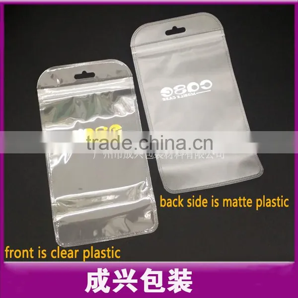 Mobile Case Packaging Poly Bag /matte Plastic Zipper Bag/front is Clear Plastic Within Printing Golden Case photo-3