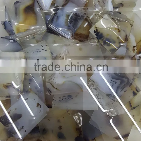 Rectangle-shaped Polished Agate Stone Slab Pendants photo-3