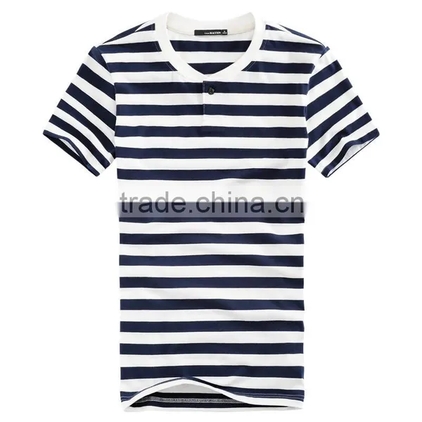 Wholesale Clothing High Quality 100%cotton o Neck Stripes Tshirts Bulk With Chian Clothes Factory Supplier's Choice photo-3