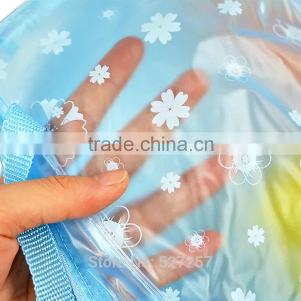 Waterproof Cosmetic Clear Bag Floral Print Transparent Toiletry Bathing Pouch photo-3