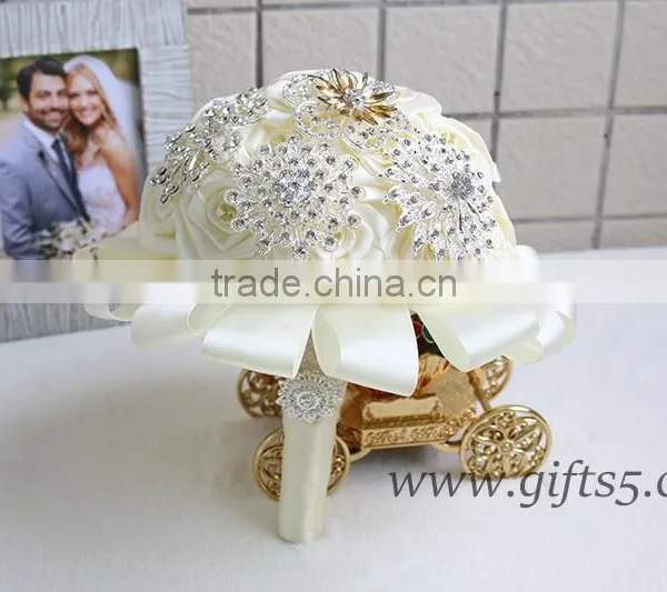 Custom Stunning Immortal Ribbon Rose Wedding Bouquets photo-3