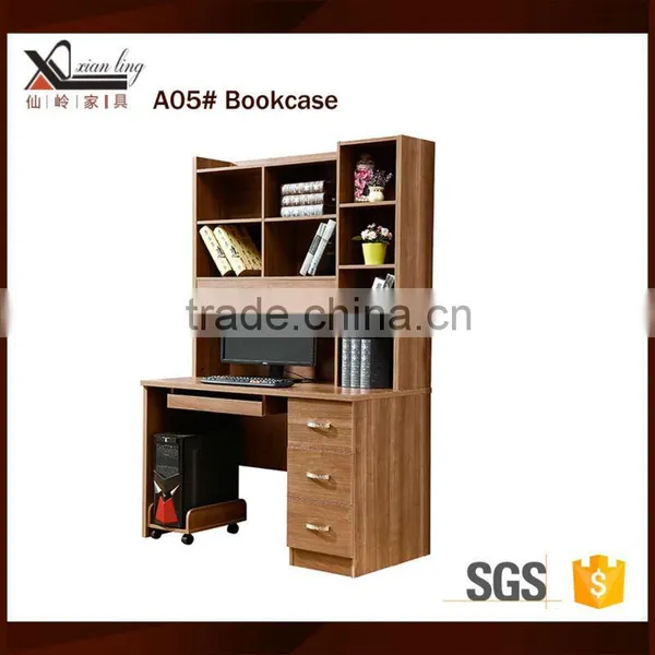 bookcase with computer desk table