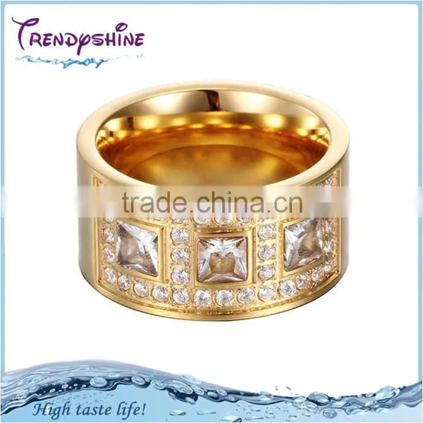 Cheap Manufacturer OEM Gold Stainless Steel Crystal Tibetan Ring