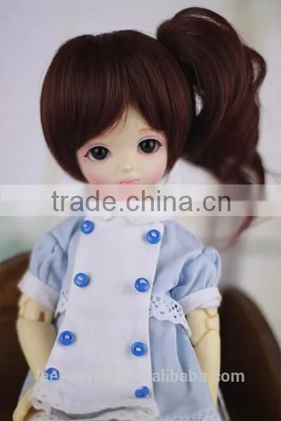 Cute Synthetic Dark Brown 1/6 Bjd Doll Bob Wigs With Ponytail photo-3