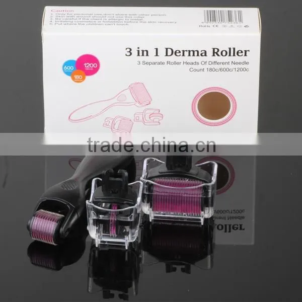 Wholesale 3 in 1 Dermaroller Microneedles With 3 Separate Roller Heads of Different Needle Count 180/600/1200pins DRS301 photo-3