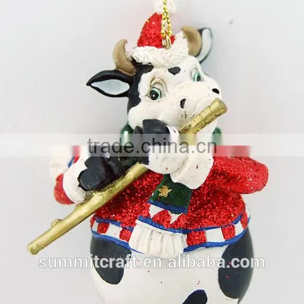 2017 Resin Cow Figurine Antique Christmas Tree Decoration photo-3