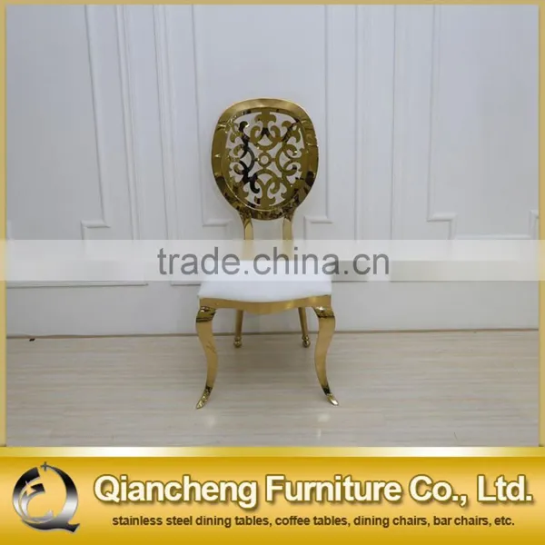 Round Flower Back Golden Stainless Steel Wedding Chair photo-5