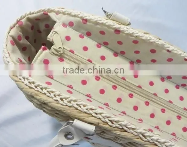 Cheap Handmade Natural Maize Mini Make Straw Bag With PU Handles photo-5