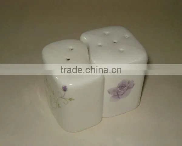 Empty Ceramic Salt & Pepper Shaker With Metal Stand photo-2