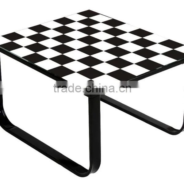 Coffee Table Steel Tube Tempered Glass With Printing photo-2