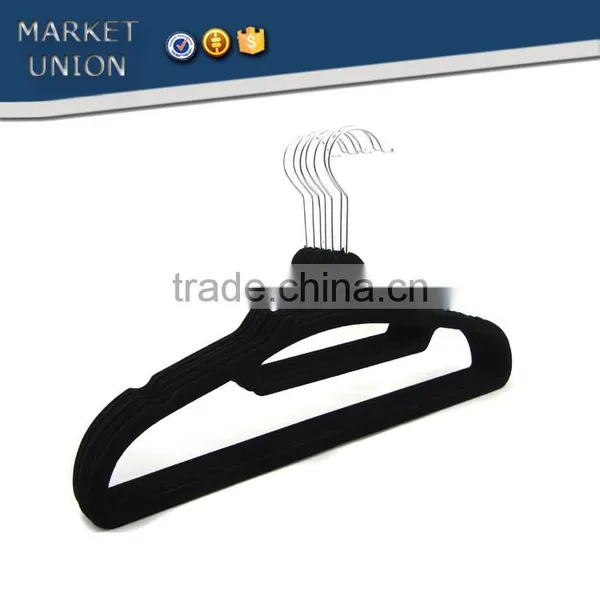 ABS Plastic Velvet Antiskid Suit Hangers Flocking Clothes Hanger With Pulley photo-5