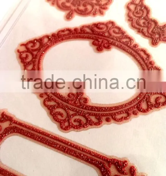Red Colorway, Classic Glitter Lace Foam Sticker, Elegant Decorative Shinny Glitter Sticker photo-5