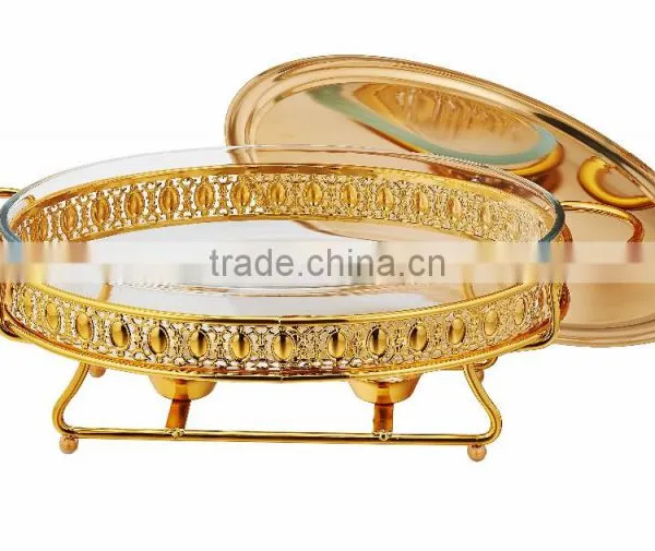 3Liter Small Gold & Silver Chafing Dish Luxury Chafing Dish Oval Chafing Dish