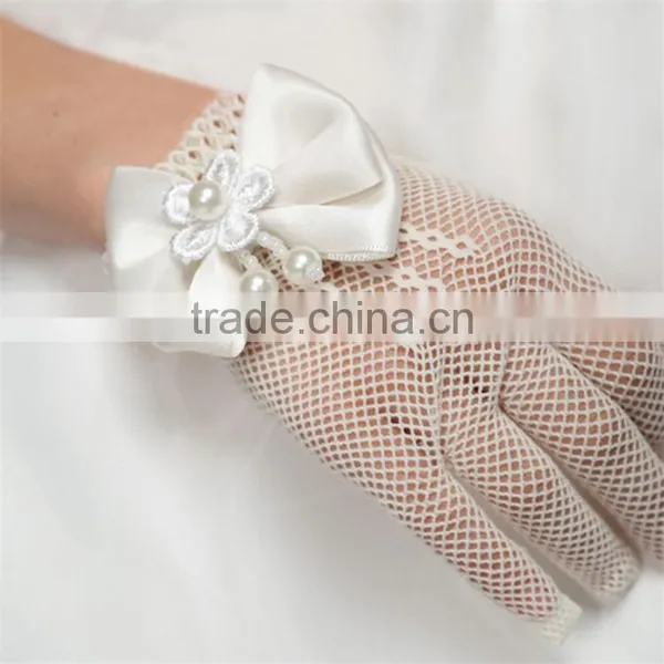Royal Style Luury Flower Girls Party Gloves Waist Flowers Bow Decoration Childrens Little Girl Princess Manner Vintage Gloves photo-4