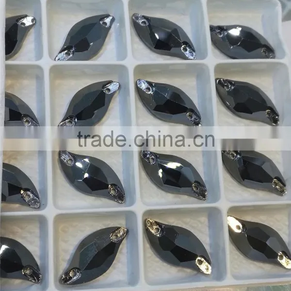 Leaf Shape Flat Back Crystal Sew on Stone Loose Rhinestone for Garment Accessories photo-3