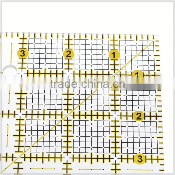 Kearing China Factory Direct Sell Transparent Plastic Patchwork Acrylic Ruler ( 6.5'' * 6.5'' ) & Quilt Sew Ruler # KPR65D photo-4