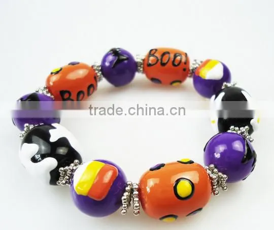White Turquoise Skull Beads Bracelets Mens Skull Charm Bracelets for 2016 Halloween Day Gifts photo-2