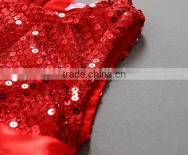 Newest Christmas Red Tulle Sequin Frocks Baby Girls Red Dresses photo-5
