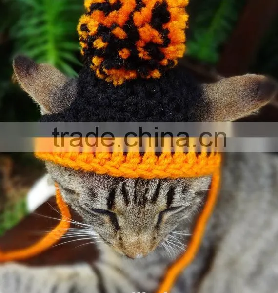 Cat Hat Costume The Halloween Pom Pom Beanie For Cats And Small Dogs photo-5