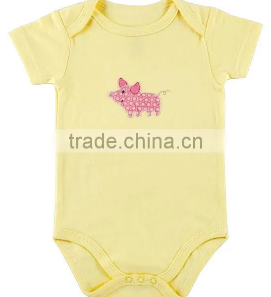 Unisex Applique Bee Summer Wear Short Sleeve Wholesale Pattern Custom Made Infant Cotton Baby Romper photo-2
