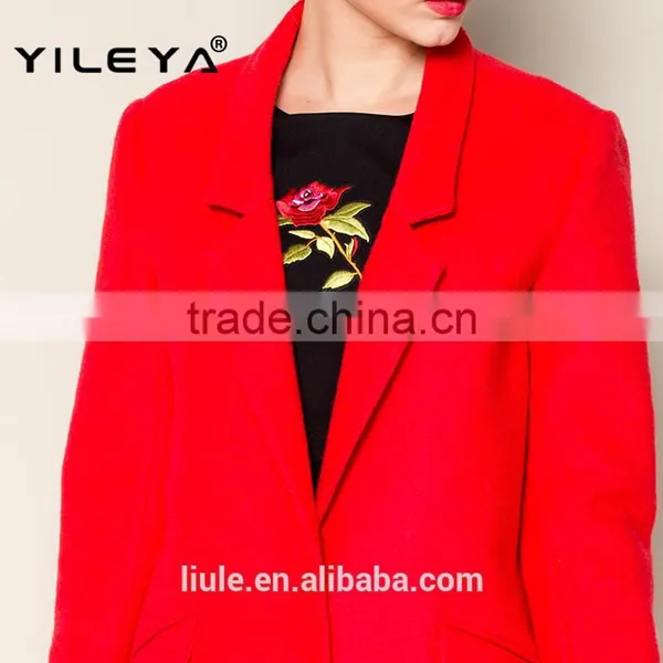 Hot Selling Bright Red Winter Thick Warm Stock Ladies German Coat, Woolen Coat, Women Wool Coat photo-4