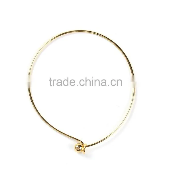 Copper Expandable Bangles Bracelets Round Single Bar Gold Plated photo-3