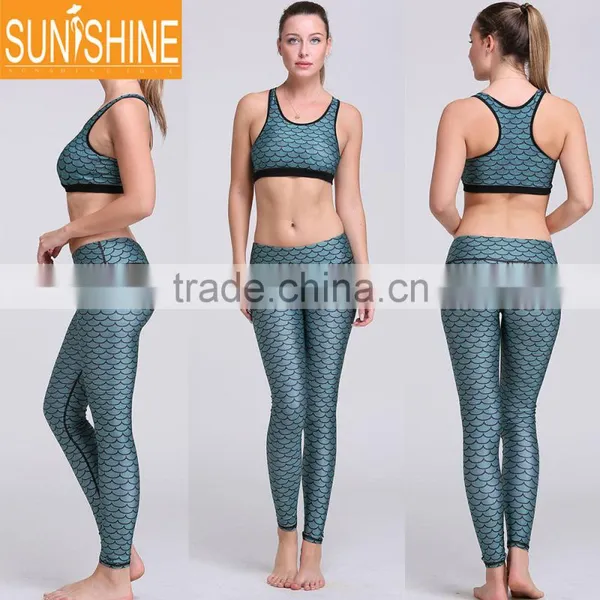 Custom Design Sports Set Of Custom Ladies Bra And Pants Fish Scale Yoga Wear photo-5