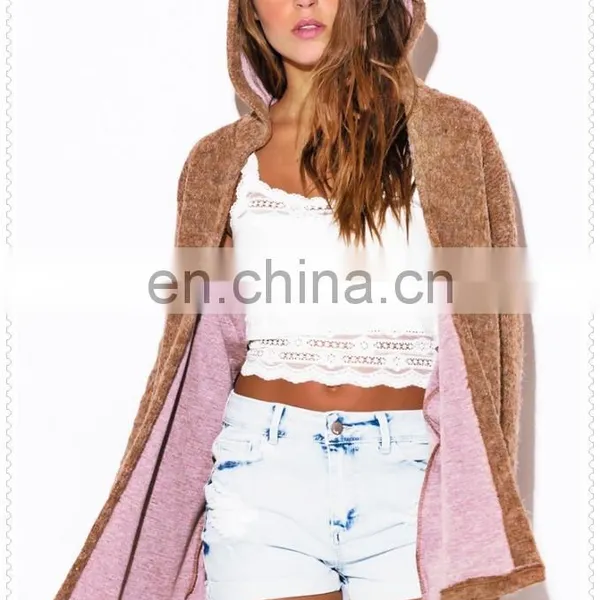 Top Quality Camel Sexy Comfortable Hoodie Sweater Jacket for Women China photo-4