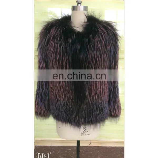 Knitted Collarless Fox Fur Coat Sex Fur Parka