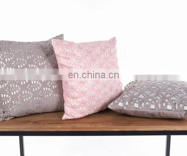 Geometric Pattern Laser Cutting for Decorative Pillow Case Home Suede Grey Decor Square Pillowcase photo-5