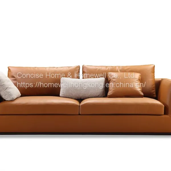 LS1607-36 Modern Stainless Steel Frame Feet Fabric or Genuine Leather Upholstered Sofa Livingroom Sofa Office Sofa