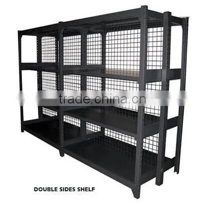 Warehouse Steel Shelves Metal Mesh Black Metal Display Rack