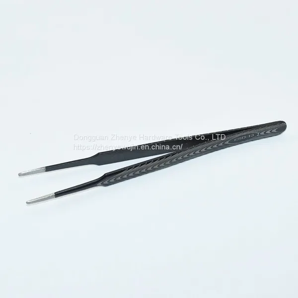 Precision Stainless Steel Hard Anti-static Tweezers Bird's Nest Hair Picking Clip Maintenance Tweezers Pointed Elbow With Texture ESD-13 Tweezers photo-4