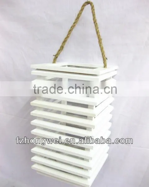 Hongwei Handmade Beautiful Wooden Lantern/Candle Lantern/Candle Holder With Hemp Rope Handle for Home&Garden Decor,Eco-Friendly photo-3