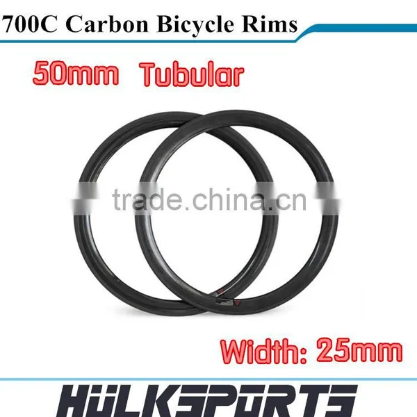 Chinese Cheap 700C 25mm Wide Carbon Tubular Wheels of 50mm Carbon Road Bike Tubular Wheel photo-2