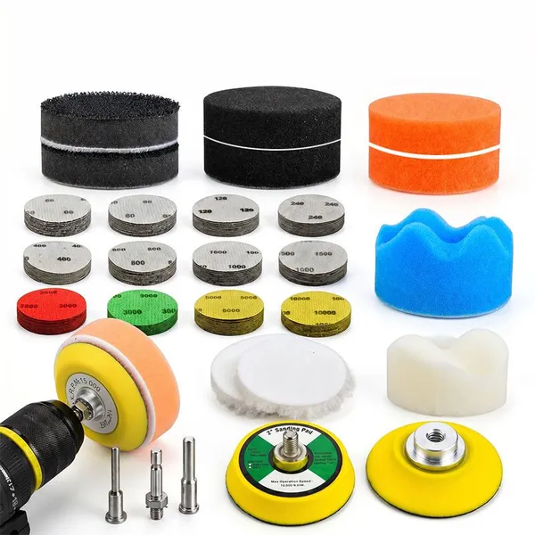 Local Stock High Quality 138pcs Car Foam Polishing Pad Kit With 1000-2000 Grit for Car Bodies Detailing 3inch Hook&Loop Backing photo-2