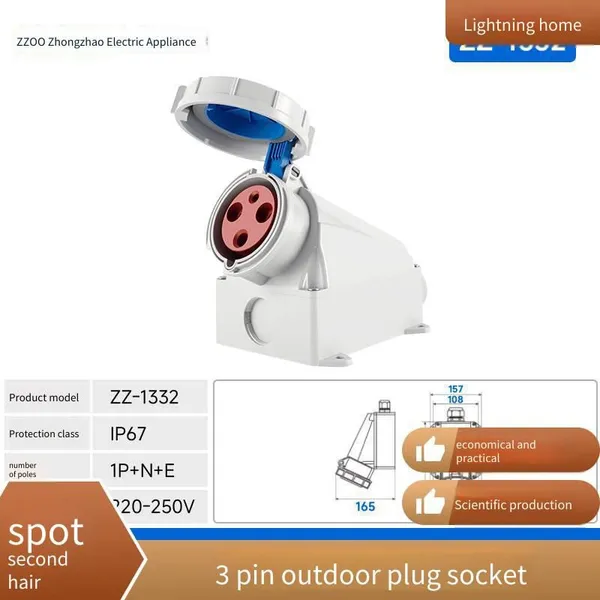 Zhongzhao Ip67 3/4/5-core Industrial Plug, Rainproof and Waterproof, With cb Certification and Cqc Certification photo-5