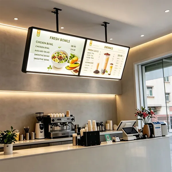 Hanging LED Menu Light Box Adjustable Ceiling‑Suspended Restaurant Menu Sign photo-2