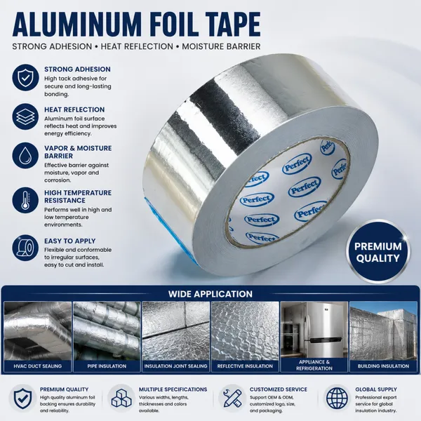 High Temperature Resistant Aluminum Foil Tape Self Adhesive Tape for Sale