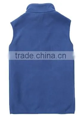 Causal Style Outdoor High Collar Man Blue Polar Fleece Vest photo-2