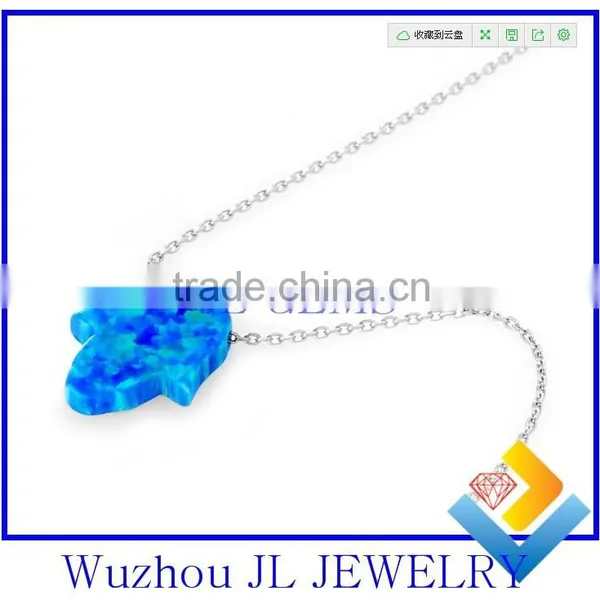 Wholesale 925 Sterling Silver High Quality Hot Opal Hamsa/hand Necklace Jewelry photo-3