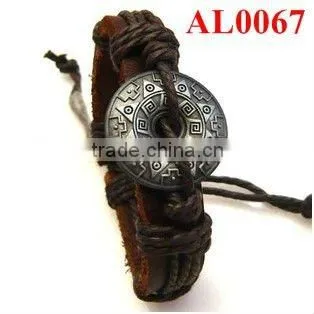 2012 Western Bracelet, Targe Alloy Leather Bracelet,handmade Beads Connecting Wristband AL0067