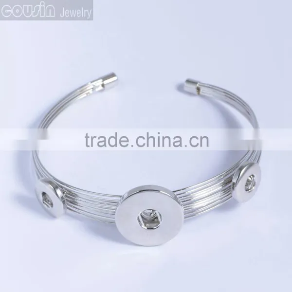 Mixed Styles Bangle Metal Snap Button Jewelry Charm Rhinestone Styles Bangle SZ0010 photo-2