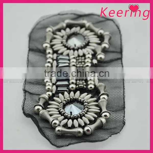 Hot Sale Handmade Fashion Pearl Beaded Applique Patches for Clothes WPH-1831 photo-4